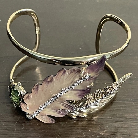 Alexis Bittar Gold and Purple Lucite Georgian Feather...